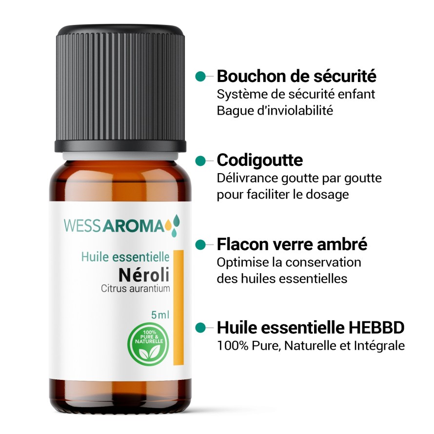 Huile essentielle de Néroli, 100% Pure, Naturelle et Intégrale