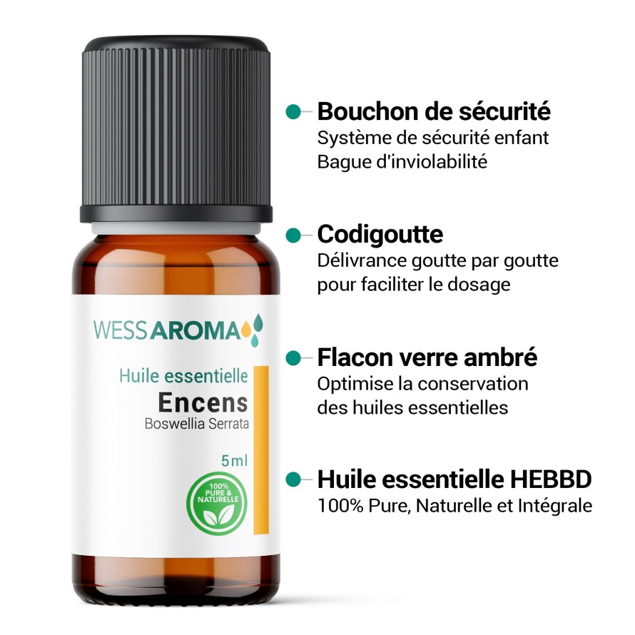 Huile essentielle d'Encens Oliban,  100% Pure, Naturelle et Intégrale