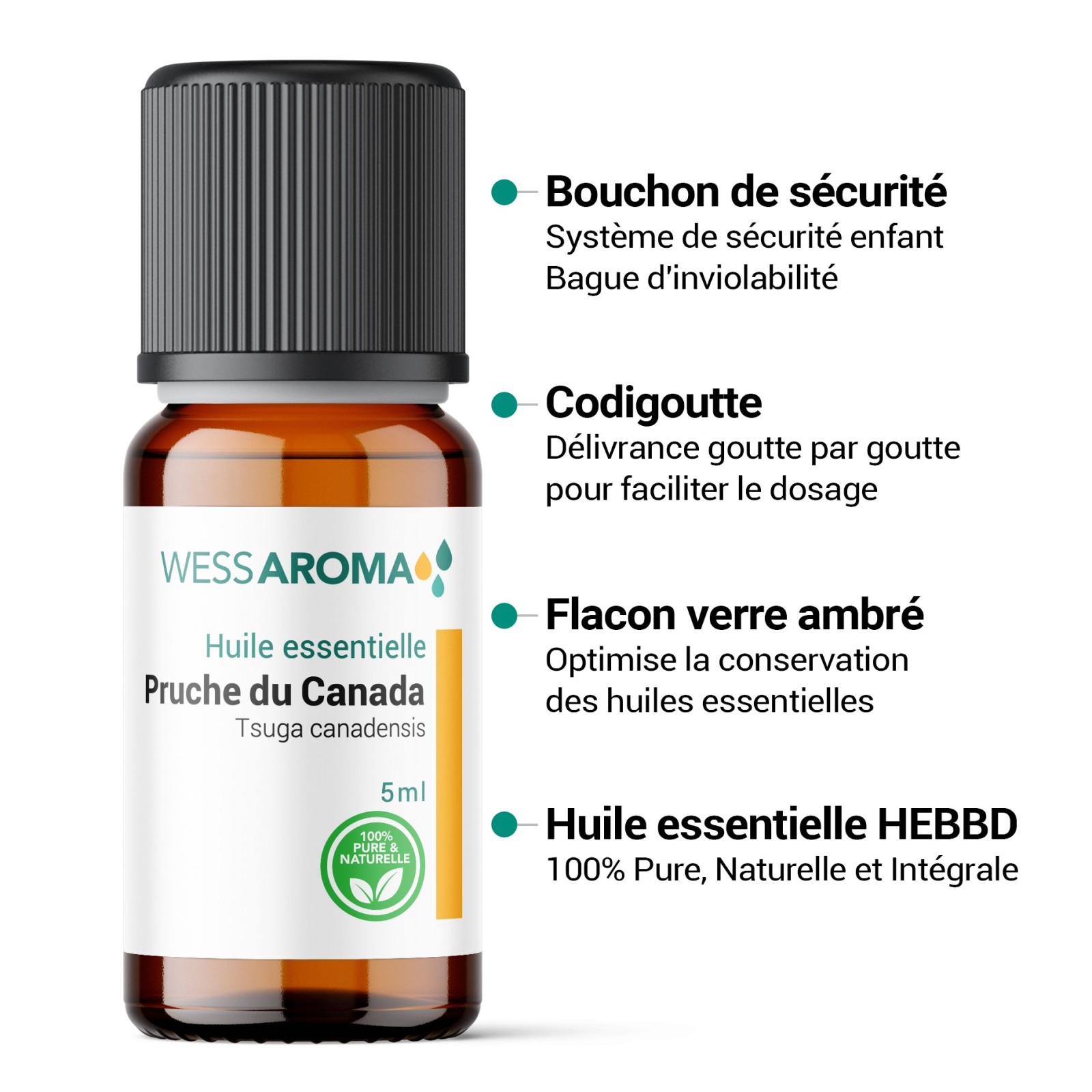Huile essentielle de Pruche du Canada (Tsuga), 100% Pure et Naturelle