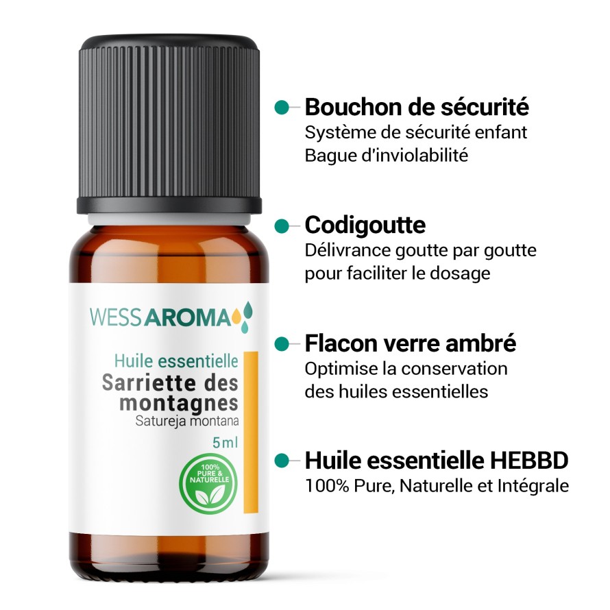 Huile essentielle de Sarriette des montagnes, 100% Pure et Naturelle