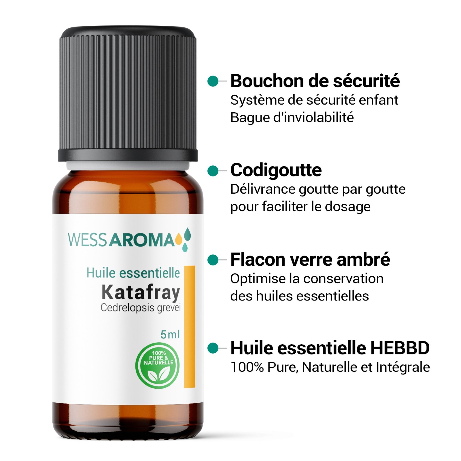 Huile essentielle de Katafray, 100% Pure, Naturelle et Intégrale