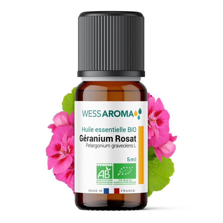 Huile essentielle Bio de Géranium Rosat d'Égypte 5ml