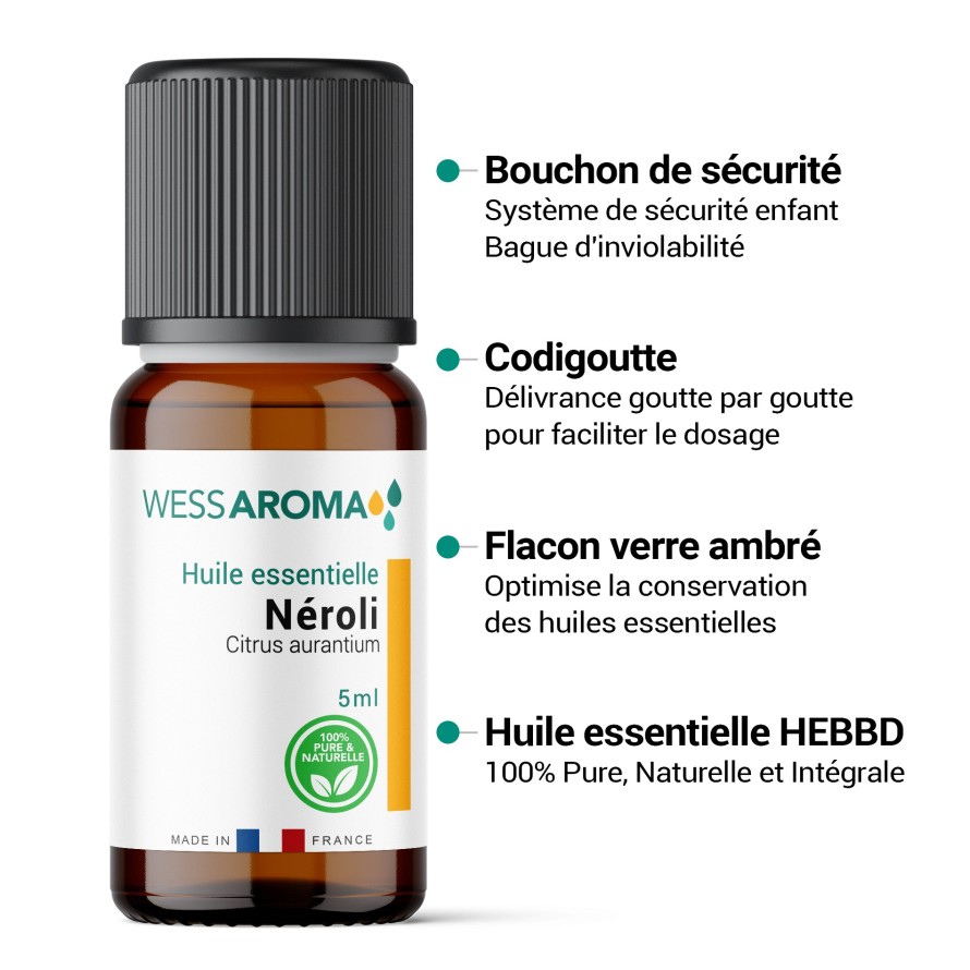 Huile essentielle de Néroli, 100% Pure, Naturelle et Intégrale