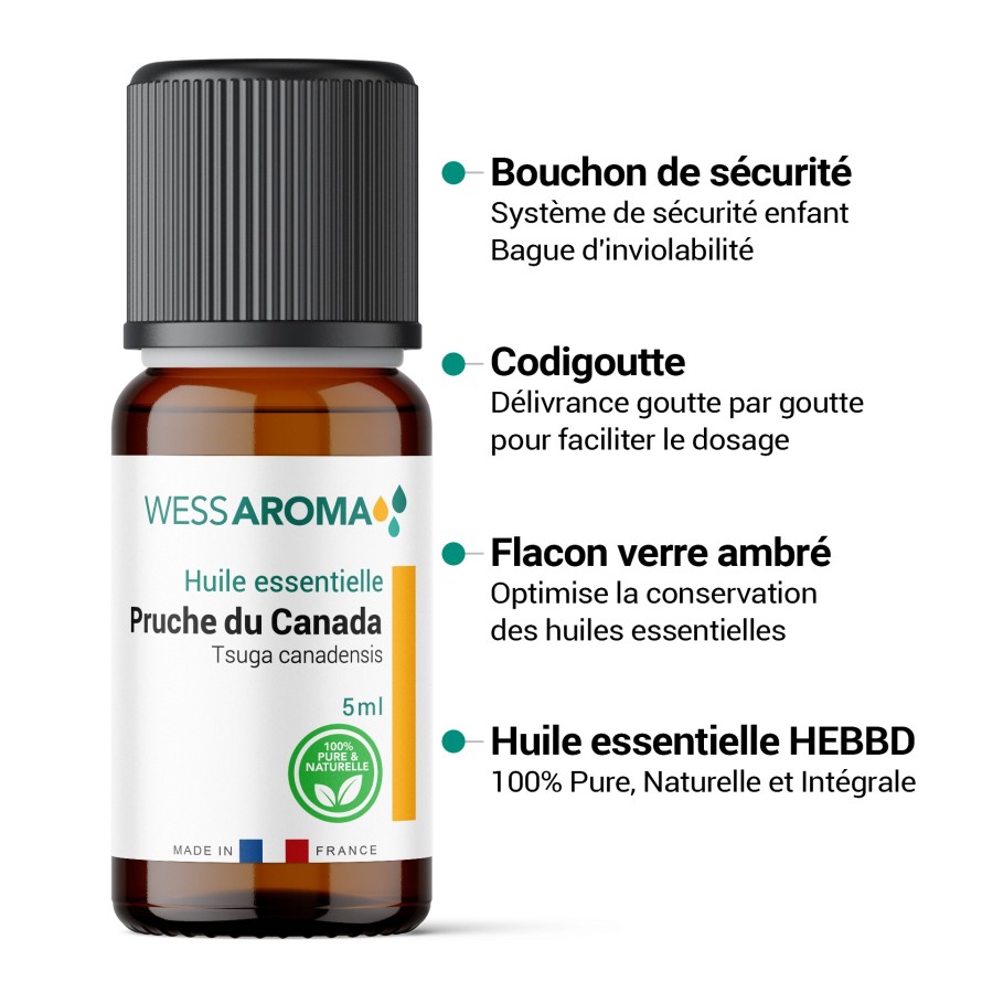 Huile essentielle de Pruche du Canada (Tsuga), 100% Pure et Naturelle