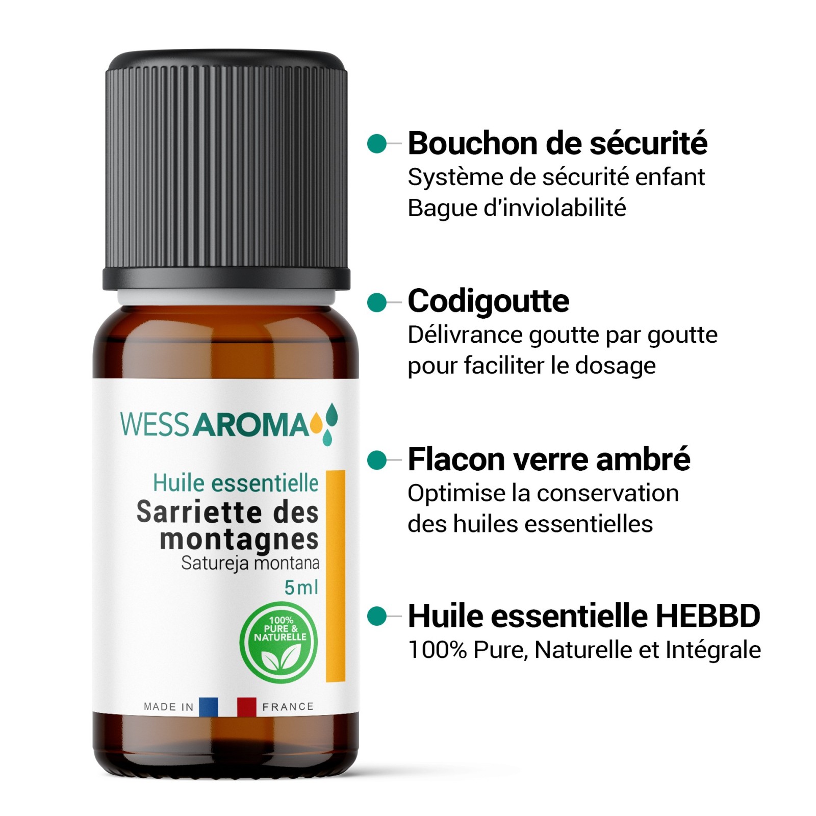 Huile essentielle de Sarriette des montagnes, 100% Pure et Naturelle