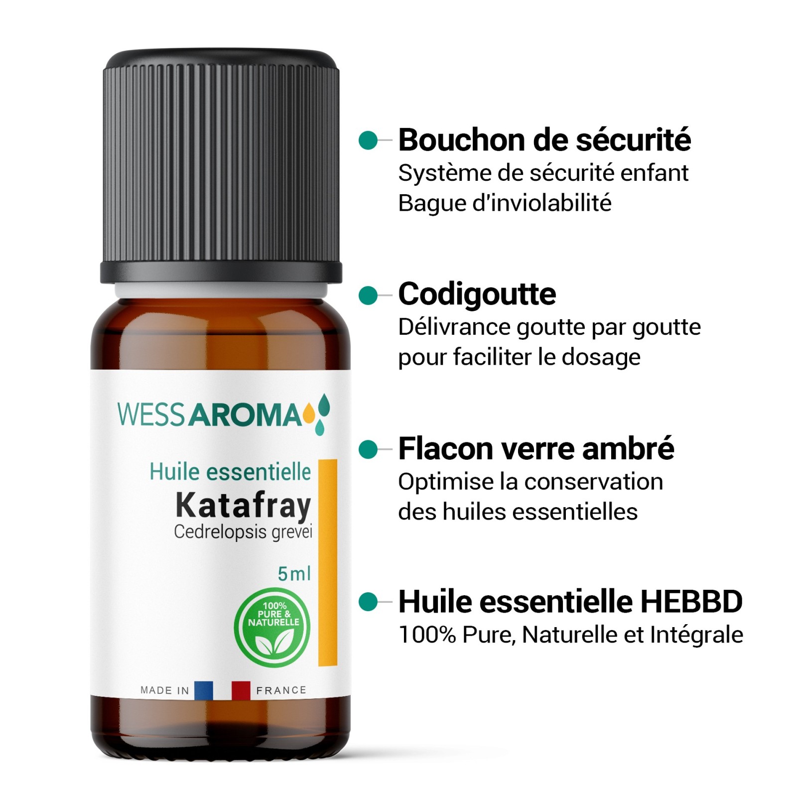 Huile essentielle de Katafray, 100% Pure, Naturelle et Intégrale