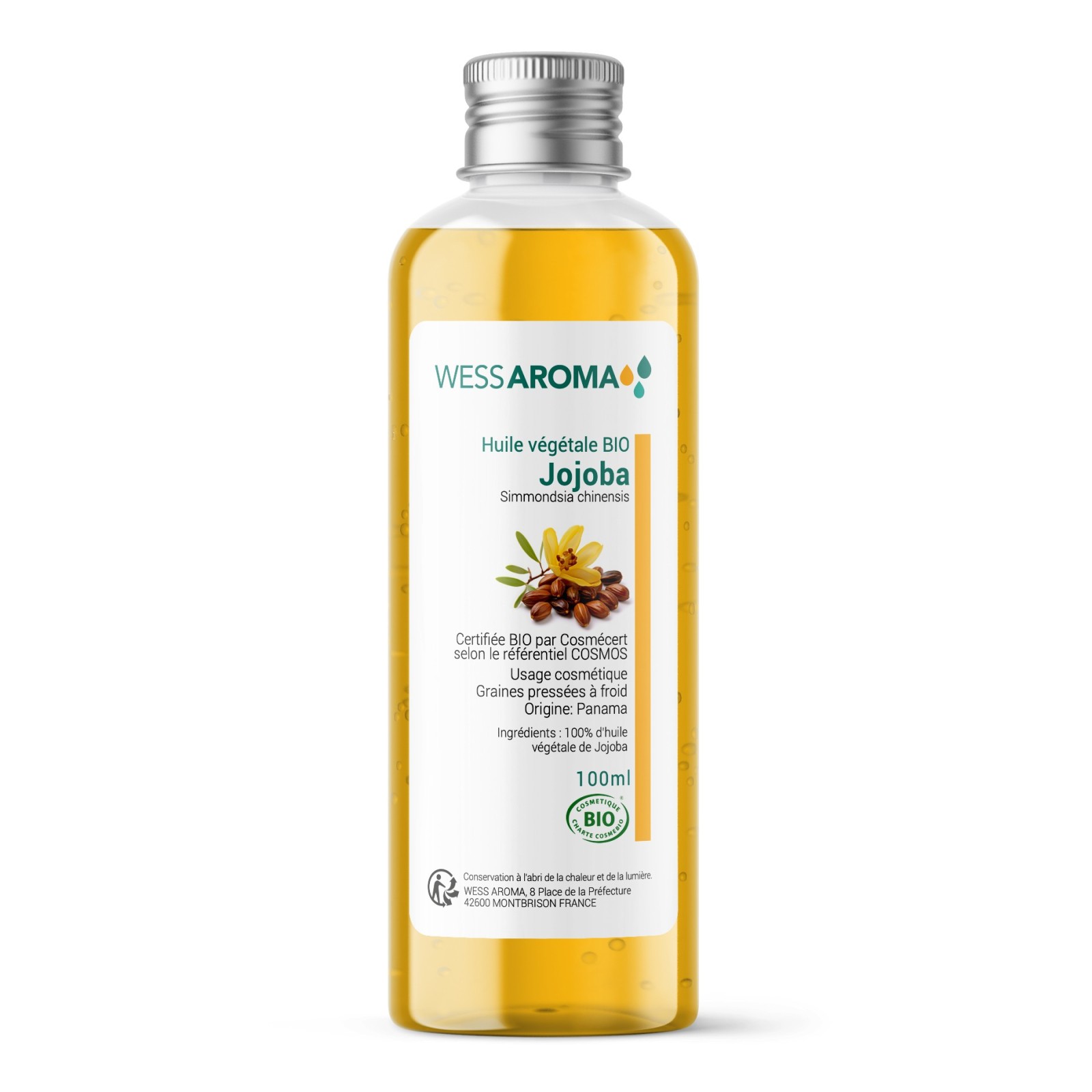Huile végétale Bio de Jojoba, hydrate et protége la peau