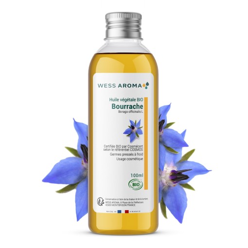 Huile végétale Bio de Bourrache, riche en acides gras essentiels