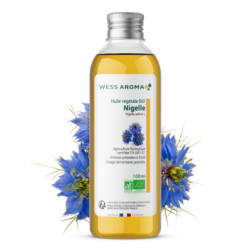 Huile végétale Bio de Nigelle (Cumin), riche en acides gras essentiels