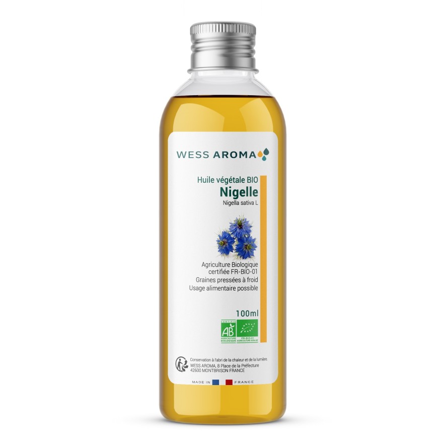 Huile végétale Bio de Nigelle (Cumin), riche en acides gras essentiels