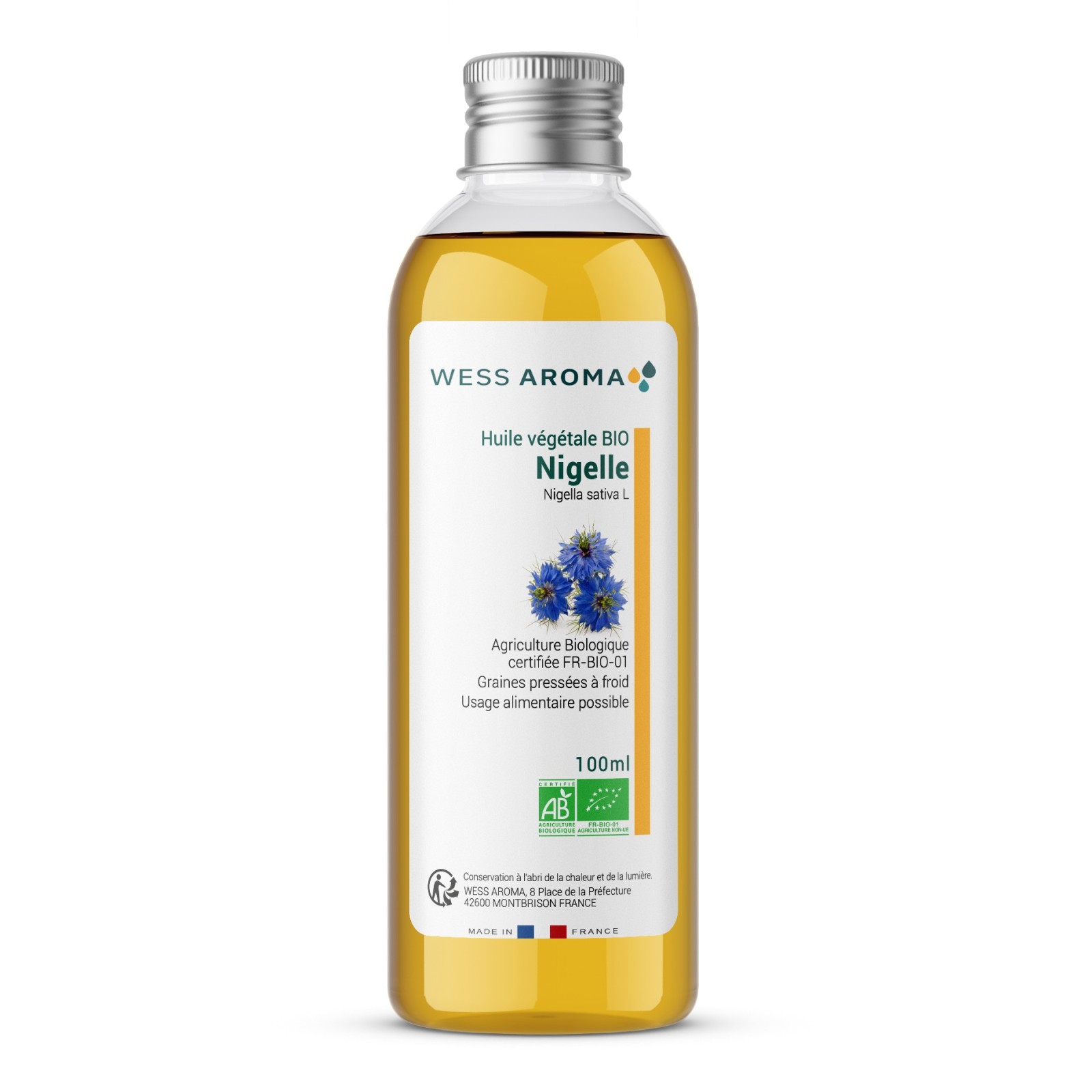 Huile végétale Bio de Nigelle (Cumin), riche en acides gras essentiels