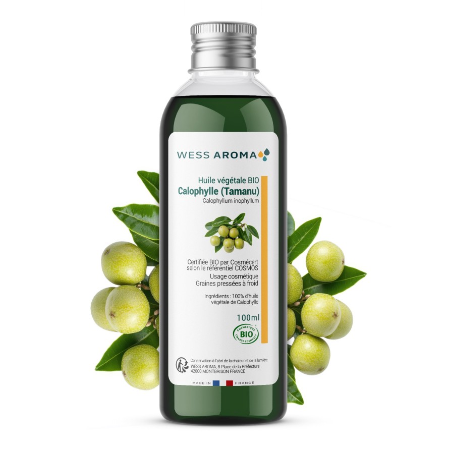 Huile végétale Bio de Calophylle (Tamanu), 100% pure et naturelle