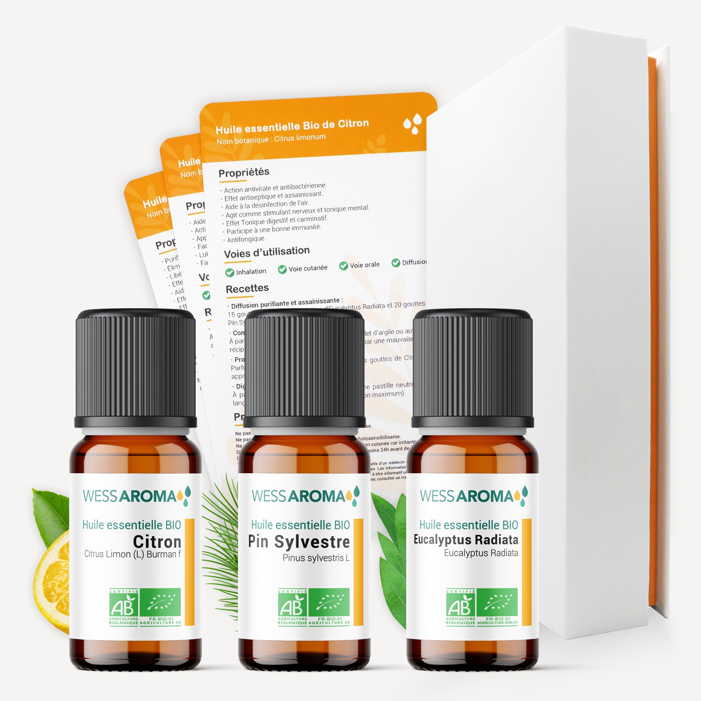 Coffret Maison, 3 huiles essentielles Bio + Fiches d'utilisation